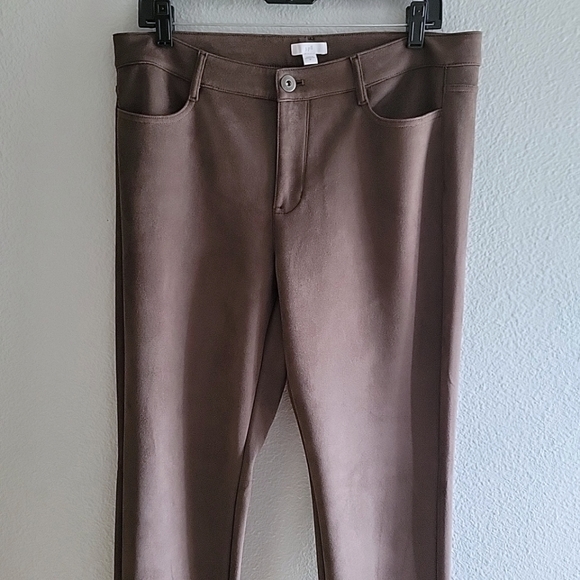 J Jill Taylor Women Faux-Suede Mocha Pants Size 12 - Picture 8 of 10